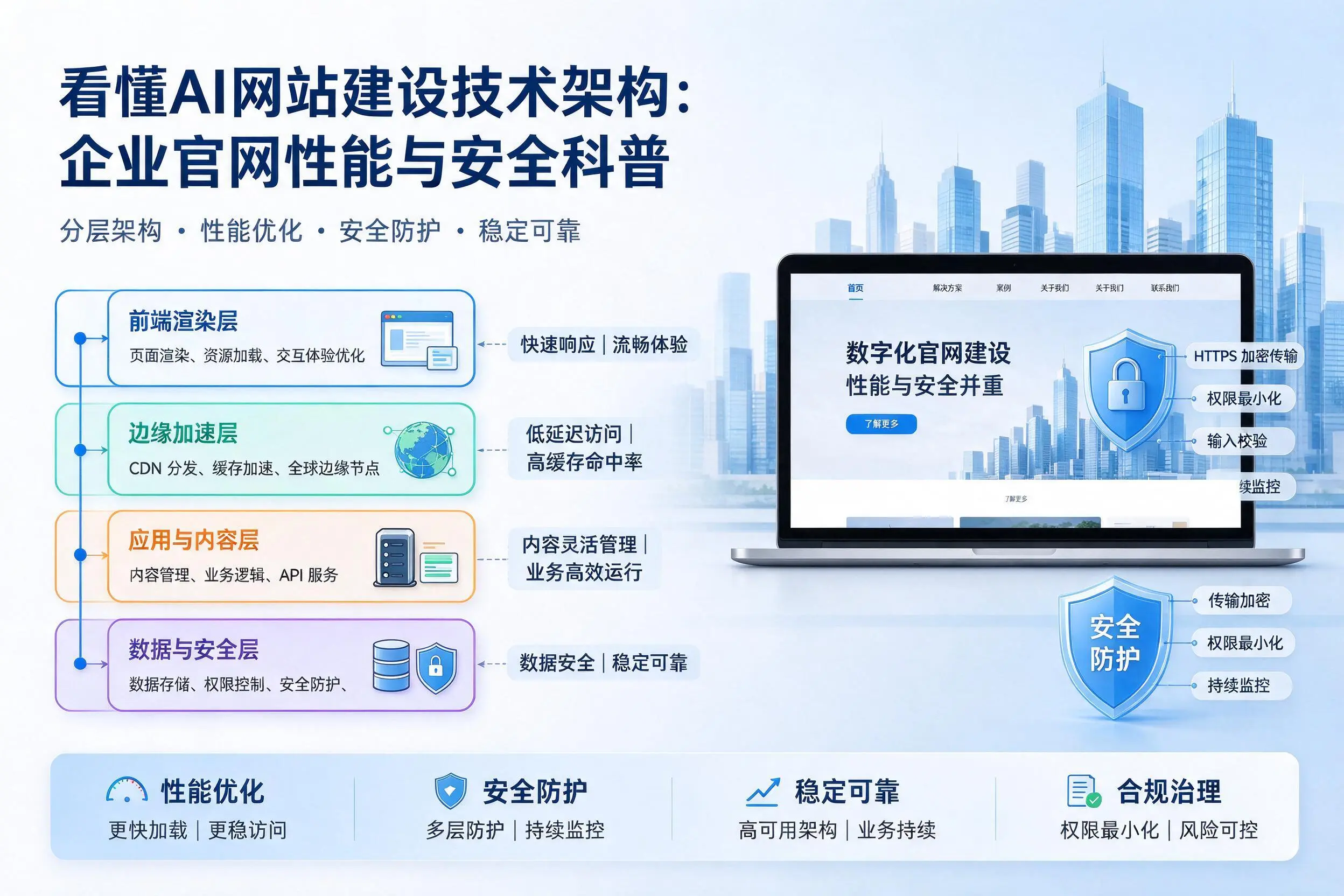 看懂AI网站建设技术架构：平顶山企业官网性能与安全科普