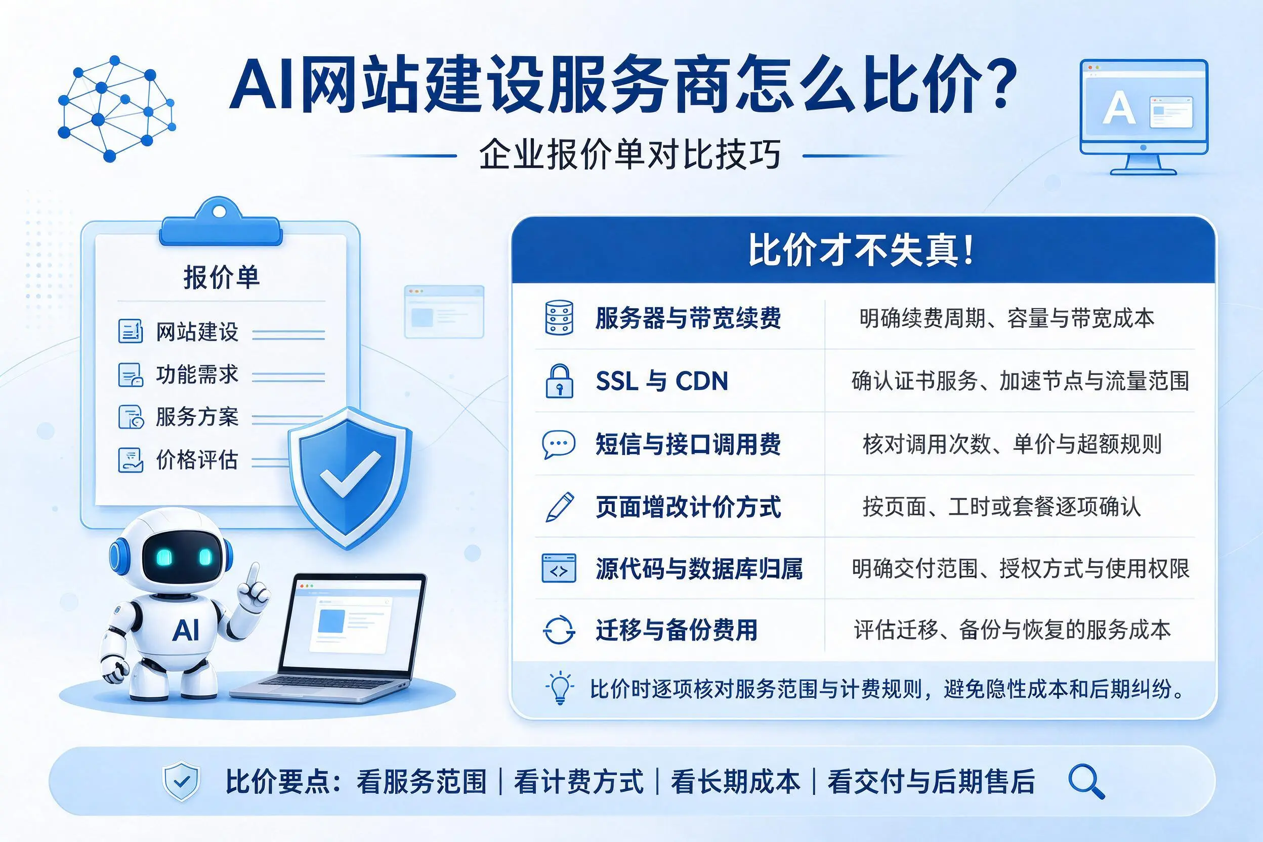 AI网站建设服务商怎么比价?平顶山企业报价单对比技巧