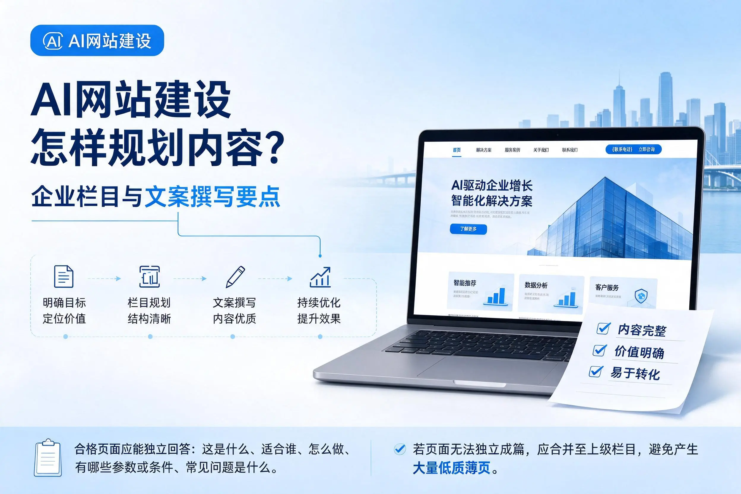 AI网站建设怎样规划内容?平顶山企业栏目与文案撰写要点