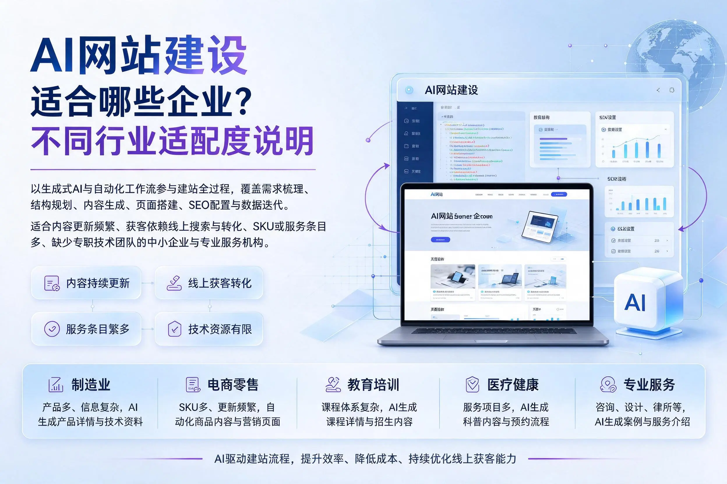 AI网站建设适合哪些企业？平顶山不同行业适配度说明